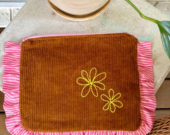 Corduroy Flower Clutch