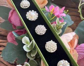Pack De 6 Cubrebotones Con Diamantes De Imitación Para Mujer - Accesorio Brillante Para Camisas Y Vestidos