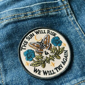 Embroidered Iron On Patch, Upcycling Fashion, Positive Quote image 7