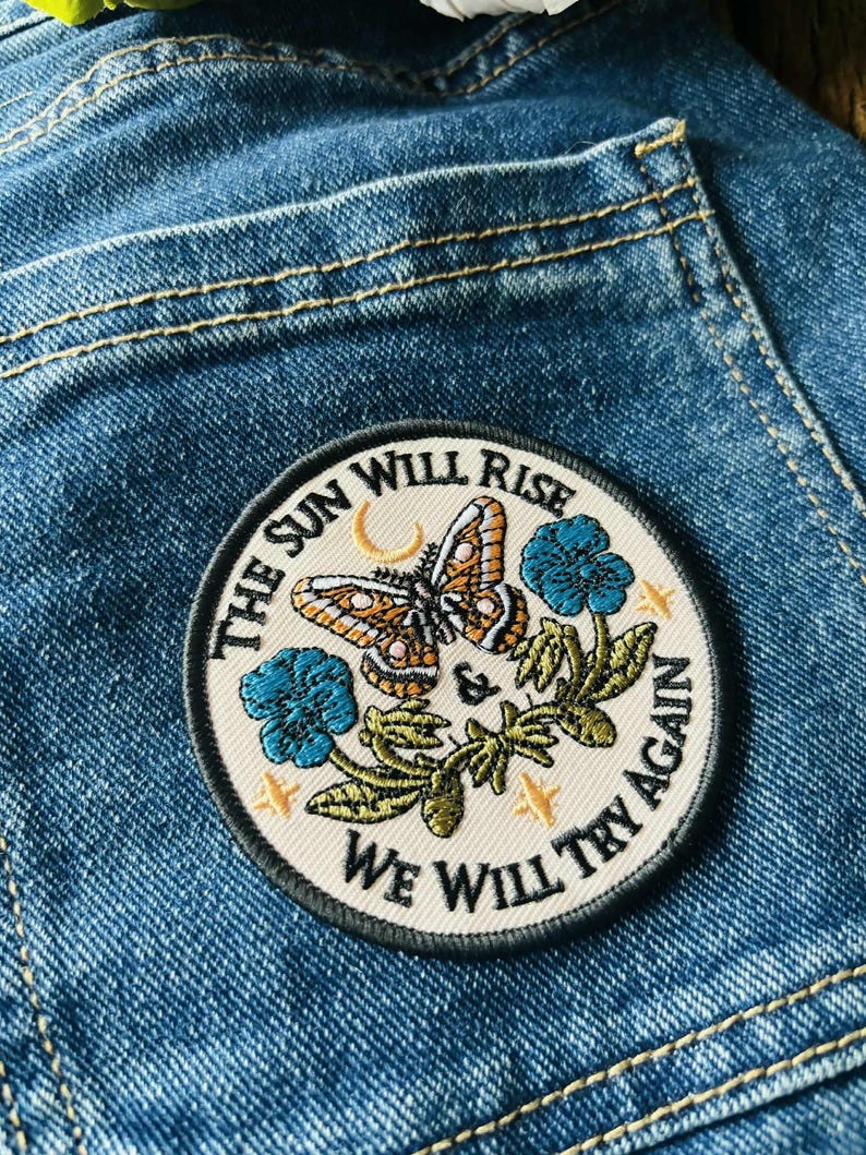 Embroidered Iron On Patch, Upcycling Fashion, Positive Quote image 7
