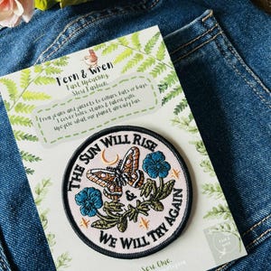 Embroidered Iron On Patch, Upcycling Fashion, Positive Quote image 3