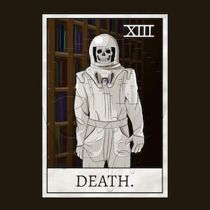 Death in the Library T-Shirt | Whovian Apparel for Fans of Doctor Who and the Tardis | Unique Tarot Art Tee