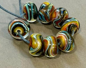 Borosilicate Beads Autumn Swirl Lampwork Beads