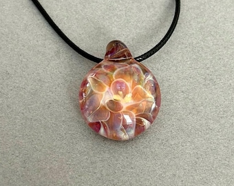 Colorful Borosilicate Implosion Pendant Necklace Handmade Floral Glass Jewelry
