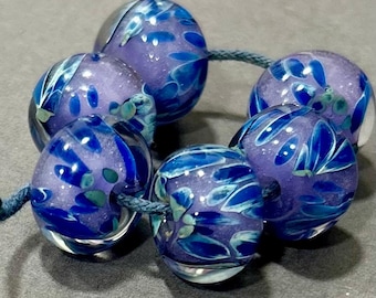 Borosilicate Glass Beads - Boro Beads - Lavender and Hazy Blue
