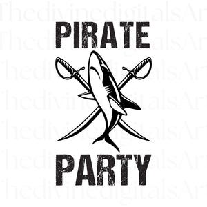 Fiesta Pirata SVG, Invitación de fiesta pirata, Decoración de fiesta pirata, Letreros de fiesta pirata, Camisa de fiesta pirata, Archivo cortado para Cricut, svg, Digital
