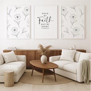 Walk by Faith Not by Sight - 2 Corinthians 5:7 Wall Art, Bible Verse Printable, Christian Digital Download, Scripture Office Wall Decor