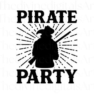 Fiesta Pirata SVG, Invitación de fiesta pirata, Decoración de fiesta pirata, Letreros de fiesta pirata, Camisa de fiesta pirata, Archivo cortado para Cricut, svg, Digital