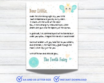 Tooth Fairy Letter, Printable Tooth Fairy Letter Kit First Tooth ...