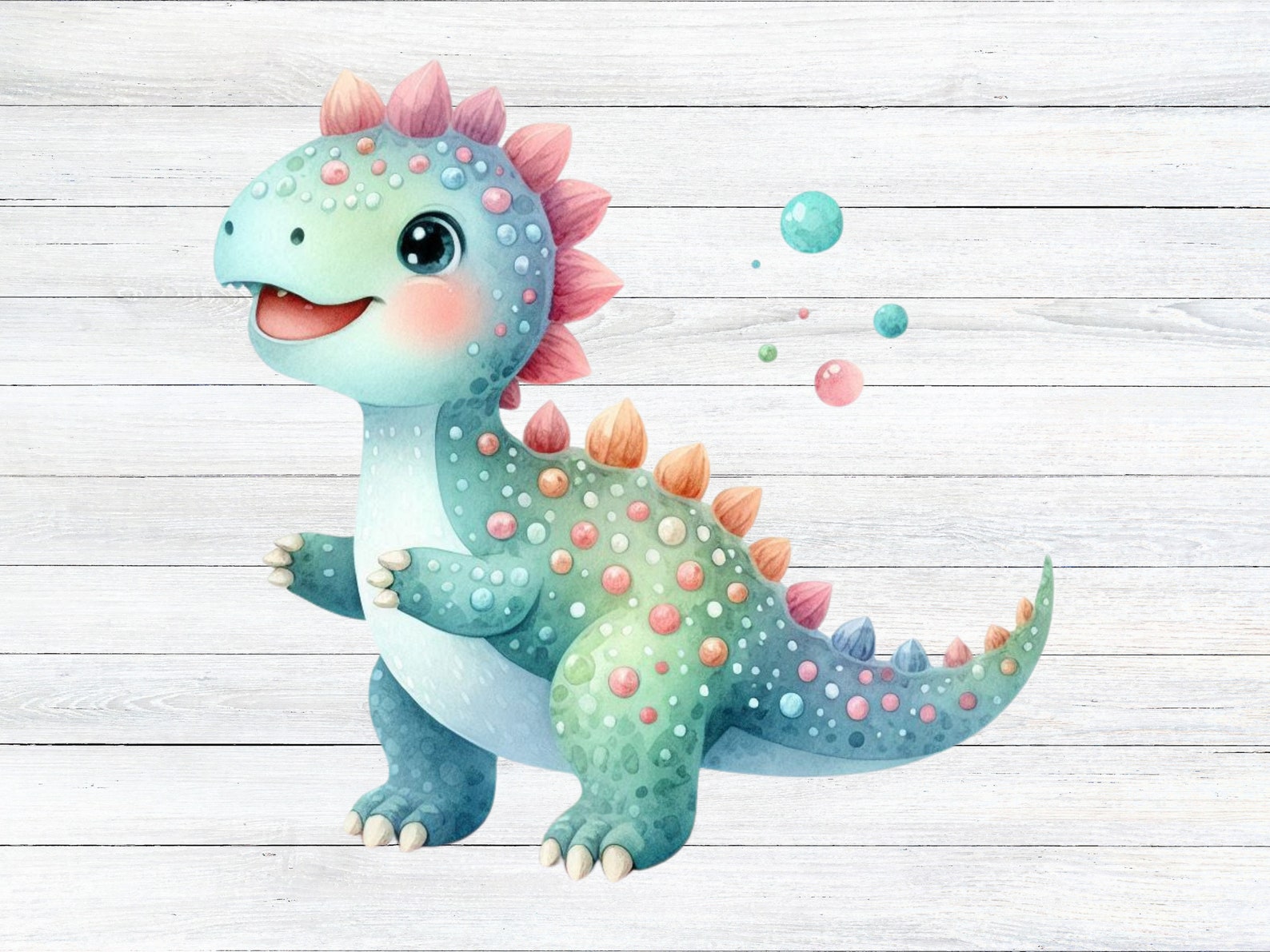 Blue Baby Dinosaur Clipart Set, Watercolor Baby Dino Bundle, Baby ...