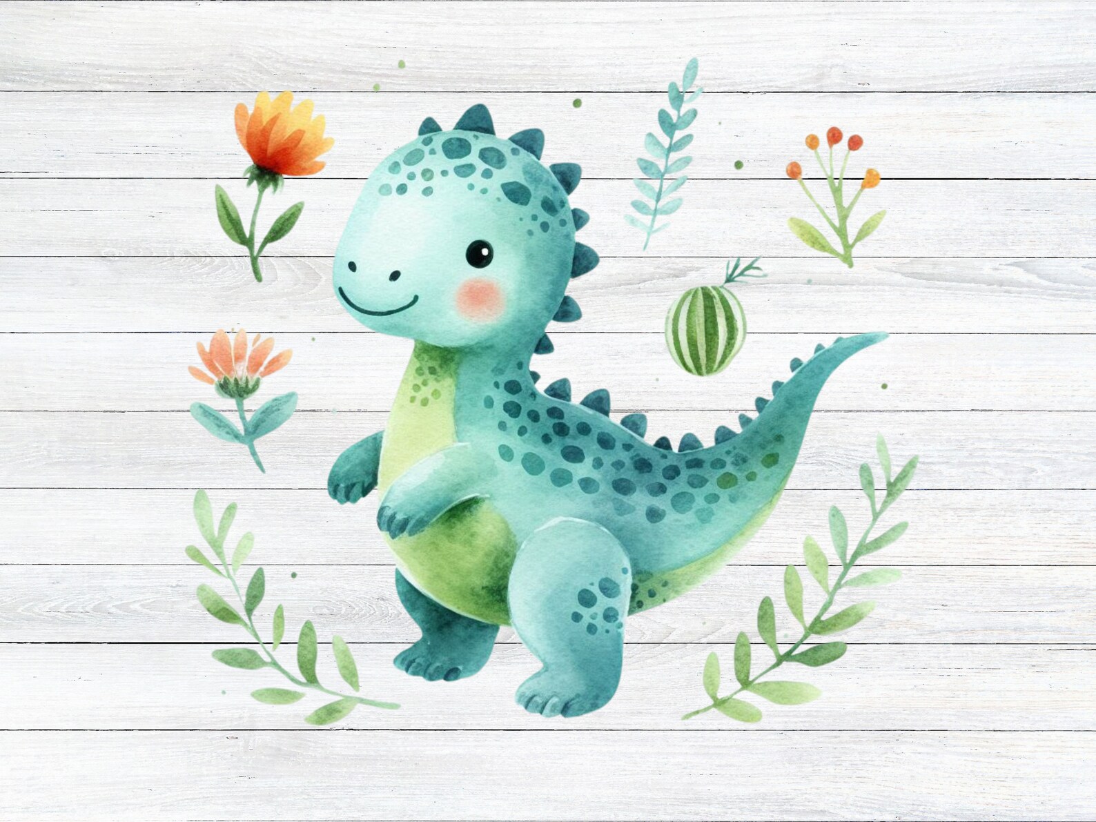 Blue Baby Dinosaur Clipart Set, Watercolor Baby Dino Bundle, Baby ...