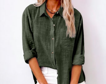 Sommer Leinen Strand Shirt | Sommer Shirt | Niedliche Bluse | Geschenk für sie | Sommer Kleidung | Kleidung für Sie