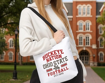 Ohio State Football Tote Bag - Sports Fan Tote, Game Day Shopper, Team Pride Carry-All, College Football Gift, Buckeyes Fan Purse