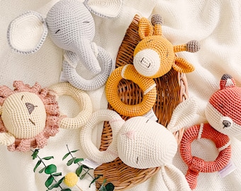 Handmade Crochet Rattle. Gift for Babies. Newborn, Baby Shower Gift. Handmade Animal Rattle.