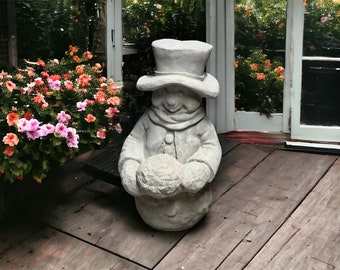 Snowman Figure, Garden Sculpture, Detailed Snowman, Outdoor Statue, Concrete Snowman, Large Snowman, Stone Art, Gift Idea, Winter Style &quot;16