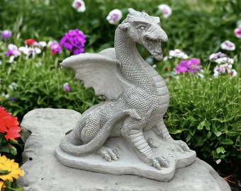 Dragon Statue, Concrete Dragon, Fairy Garden, Mythical decor, Outdoor Figurine, Zen Garden, Fantasy Dragon, Sitting Dragon, Chinese Art &quot;12