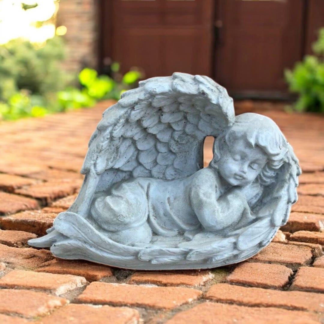 Angel Sculpture, Stone Statue, Cherub Figurine, Detailed Cement Art ...