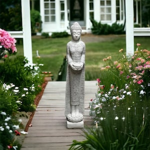 Concrete Buddha, Lady Sculpture, Standing Buddha, Zen Garden, Buddha Statue, Gray Buddha, Massive Figure, Realistic Buddha, Zen Style &quot;27