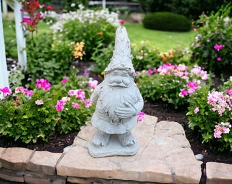 Standing Gnome, Dwarf Figure, Concrete Troll, Woodland Gnome, Garden Style, Cement Figure, Massive Gnome Statue, Outdoor Decoration &quot;20