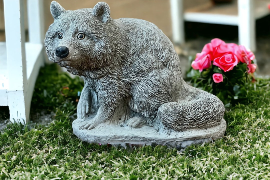 Three Raccoon Statue Concrete Raccoon, Animal Statue, Realistic Raccoon, Forest Raccoon ...