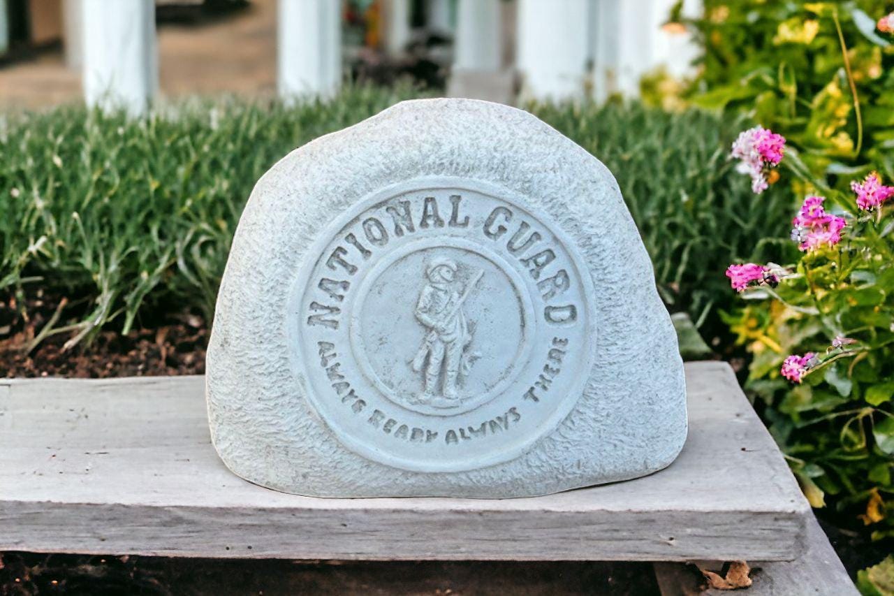National Guard, Rock Sculpture, Stone Figure, Detailed Rock, Front Door Statue, Rock Memorial Gift, Concrete Figurine, Entrance Decor "9