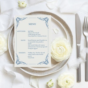 Conception de menu de mariage baroque | Thème Bridgerton | esthétique vintage | Mariage de l'ère Régence | Design personnalisable