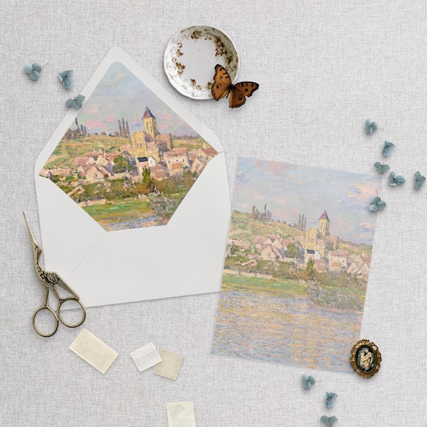 Vintage Oil Painting Envelope Liner & Vellum Wrap | Multiple Template Sizes DIY Envelope Liner | Garden Party Wedding | Fine Art