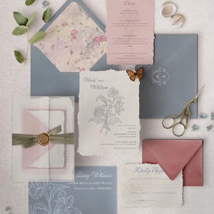 Hand Illustrierte Einladung Set Skurrile Hochzeitseinladung Set Line Art Botanische Bearbeitbare Vorlage | Winterhochzeitseinladungskarte Bunt