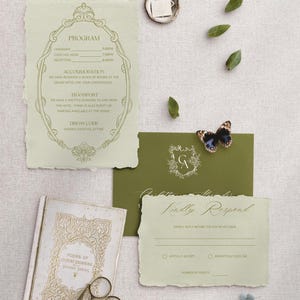 Vintage Romantic Wedding Invitation Suite | Hand Drawn Illustrations | Antique Floral & Baroque Design | Garden Wedding | Editable Template image 4