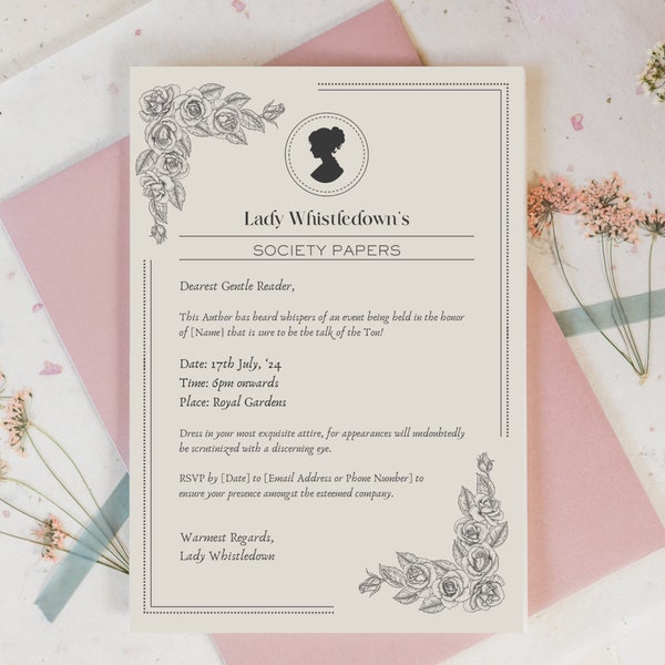 Bridgerton Themed Birthday Invite Etsy Bridgerton Themed Birthday Invite Etsy