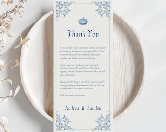 Vintage Regency Ära Hochzeit Dankeskarte | Klassisch Barock Ästhetik | Bearbeitbare Vorlage | Trending Hochzeitsmotiv