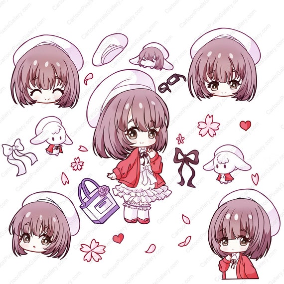 Entzückender Chibi Charakter Digitalbilder Paket | Niedliche Anime ..., حجم الصورة 570x570