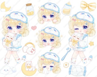 Entzückender Chibi Charakter Digitalbilder Paket | Niedliche Anime ..., حجم الصورة 340x270