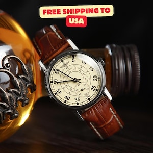 Rare ZIM Aviation watch - military mechanical men&#39;s watch Pobeda, engraved watch, gift for boyfriend, gift for dad.