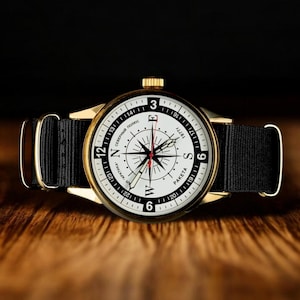 Vintage herenhorloge Raketa Compass, mechanisch horloge, uniek horloge voor liefhebbers, jubileumcadeau, sieraden voor mannen