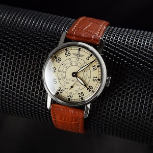 Vintage Pilot Watch: Engraved Military Style, Stainless Steel