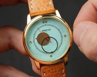 Raketa Copernicus "Light Blue (Tiffany) Dial" Rare 1990s Vintage Automatic Men's wrist watch. Gift for men.