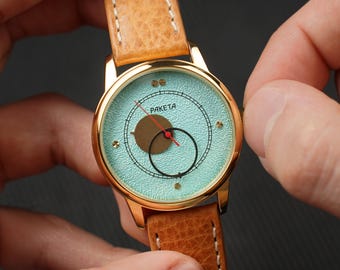 Raketa Copernicus "Light Blue (Tiffany) Dial" Rare 1990s Vintage Automatic Men's wrist watch. Gift for men.