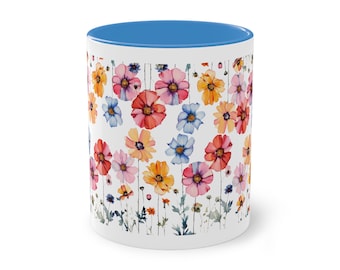 keramische mok met bloemenprint, theemok, bloemenprint, mok met bloemenprint, cadeau voor vrienden en familie