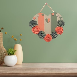 Floral Heart Wall Hanger: Rustic Farmhouse Autumn Decor