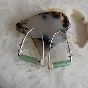 Aventurine Sterling Hoop 1&quot;