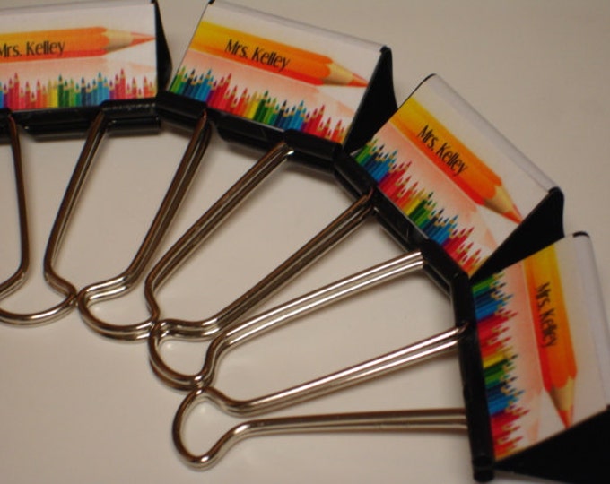 CUSTOM PERSONALIZED Teacher Binder Clips PENCILS Etsy