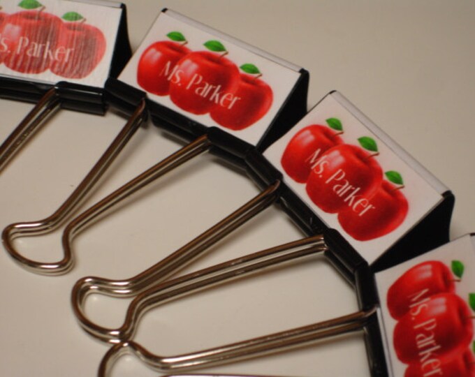 CUSTOM PERSONALIZED Teacher Binder Clips APPLES Etsy