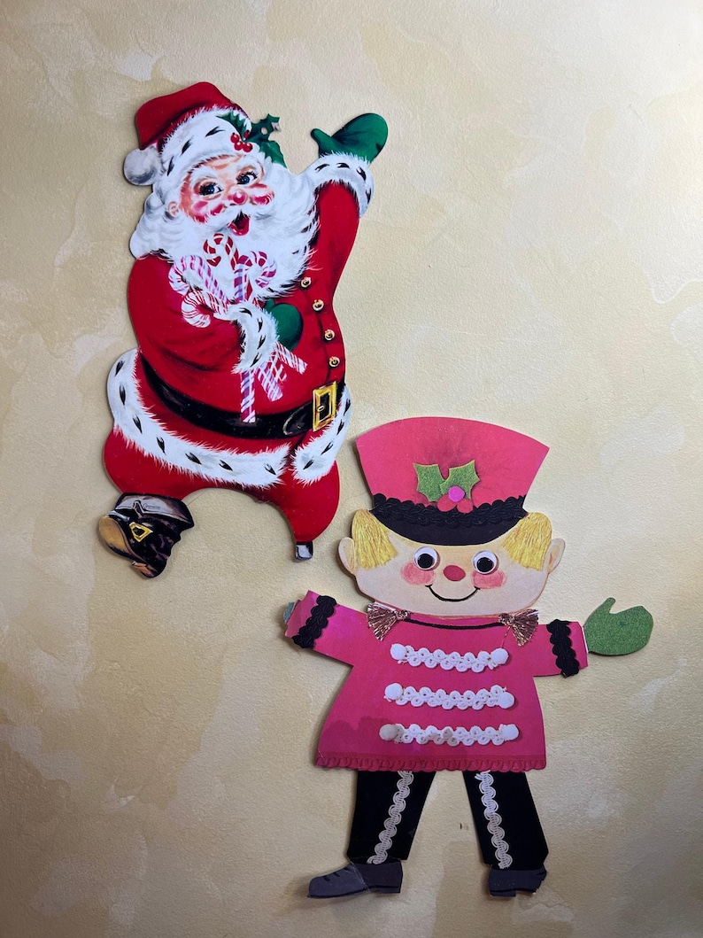 Vintage Christmas Nutcracker and Santa Die Cuts Paper Decorations Lot