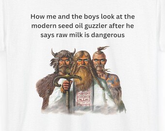 Camiseta Vikingos de Leche Cruda - Divertida Camiseta de Dieta Carnívora