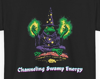 Channeling Swamp Energy, Frog Mage, Retro Sorcerer Magic Spell Shirt, amphibian lover, dnd frog, whimsical frog Toad Magic