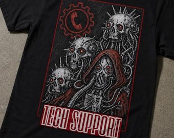 Teknisk support Grimdark-skjorta, stridssoldater, rymdsoldater, bordsskjorta, parodiskjorta, nördskjorta, scifi-videospel, mechanicus