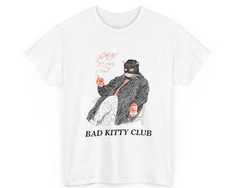 Camiseta con meme de gato divertido: Bad Kitty Club, camiseta gráfica unisex