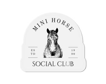 Mini Horse Social Club gestanste magneten voor buiten/binnen, uniek interieur voor paardenliefhebbers, cadeaus voor ruiter
