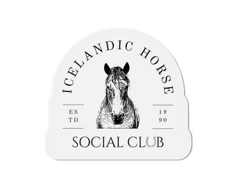 Icelandic Horse Social Club Die-Cut Magnets for Outdoors/Indoors, Unique Home Décor for Horse Lovers, Gifts for Equestrian Horseback Rider